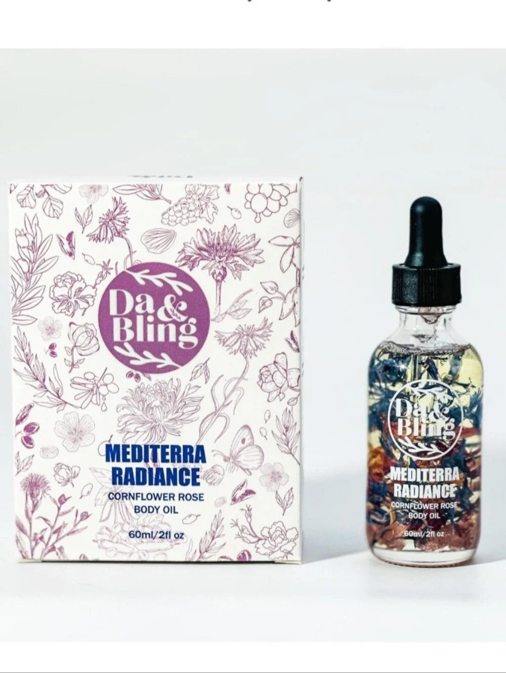 Mediterra Radiance Cornflower Rose Almond Body Oil With Crystals